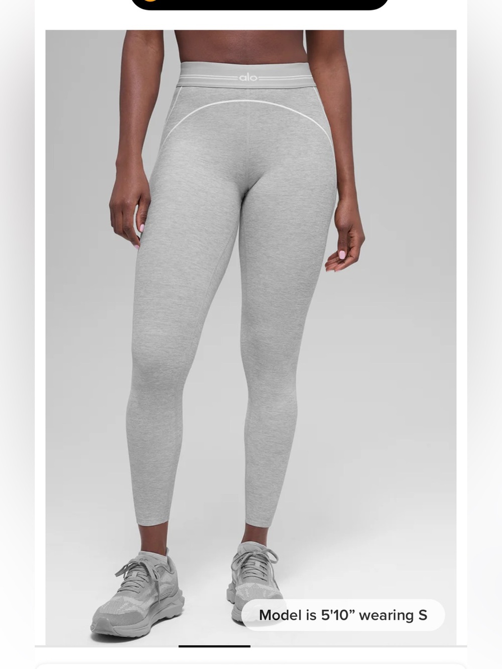 Alo Yoga 7/8 High-Waist Alosoft Heart Throb Legging in Light Grey